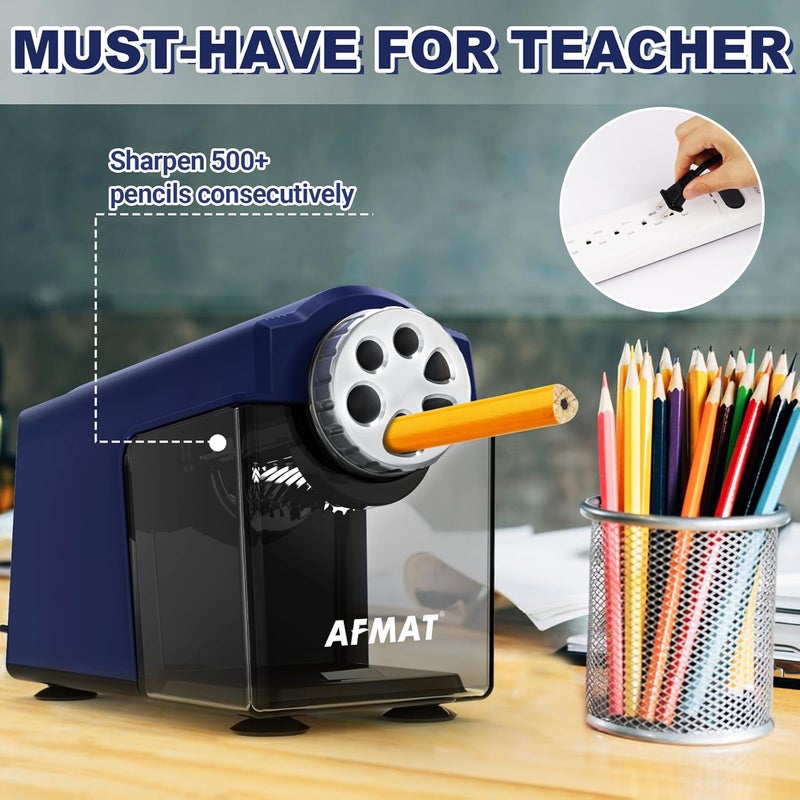 AFMAT Electric Pencil Sharpener Heavy Duty, 6-Hole Classroom Pencil Sharpener for 6-11mm Pencils, Auto Stop Pencil Sharpeners Plug in, 10000 Sharpenings, Save Colored Pencils PSX4 - Image 5